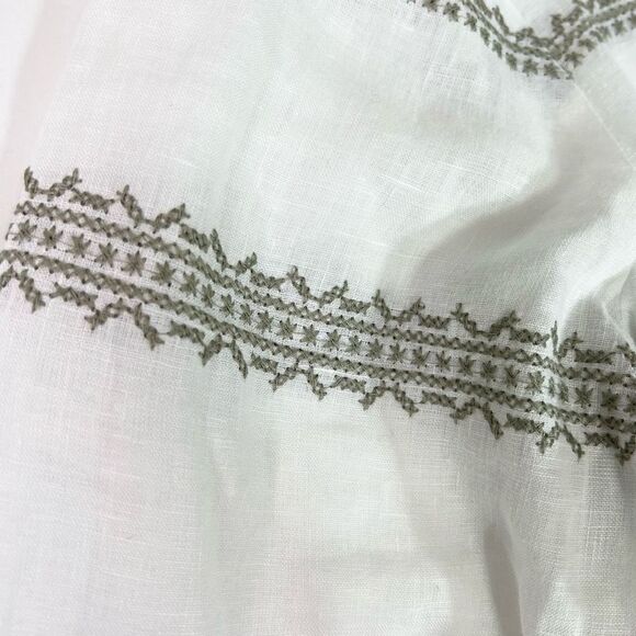 J. Jill Blouse Women's PXL Cross Stitch Embroidery Linen 3/4 Sleeve Top Shirt - Picture 3 of 11